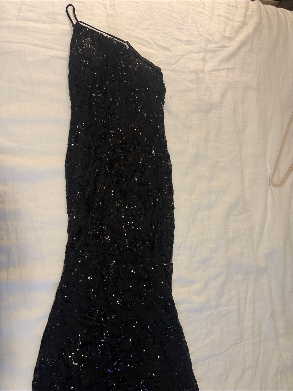 Windsor Black Sequin One-Shoulder Maxi Dress